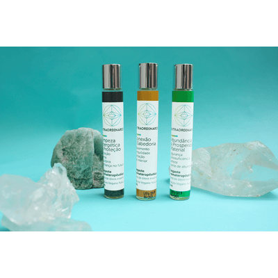 Promoção Kit 3 perfumes aromaterapêuticos - Abundância & Prosperidade, Limpeza & Proteção e Conexão e Sabedoria